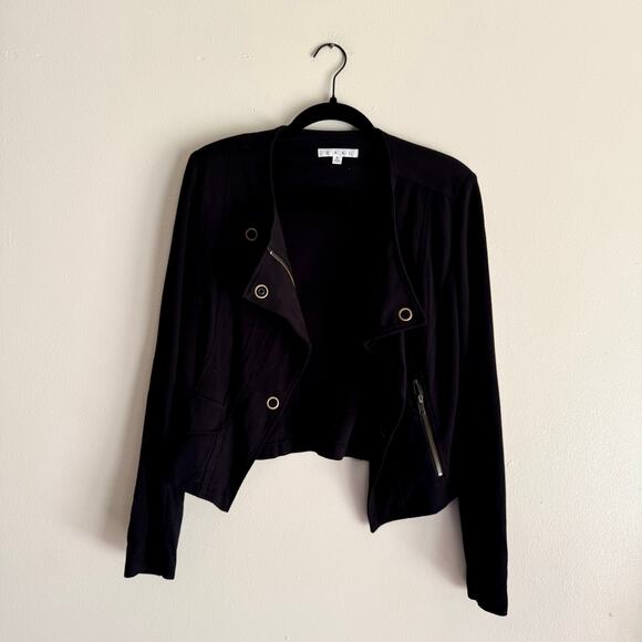 CAbi Jackets & Blazers - Cabi Black + Gold Grommet Ponte Knit Cropped Moto Jacket Small Edgy Punk